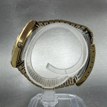 Seiko 5 Watch Men 34mm Champagne Dial Gold Tone Daydate 5Y13-8010 New Batt READ!8