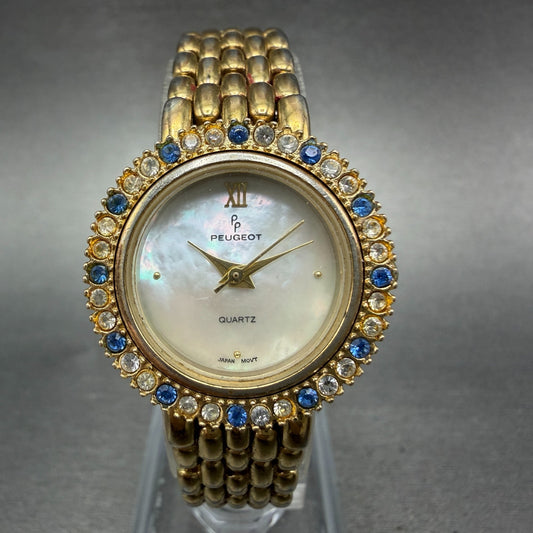 Peugeot Watch Women 24mm MOP Dial Gold Tone Interchangeable Bezel New Battery0