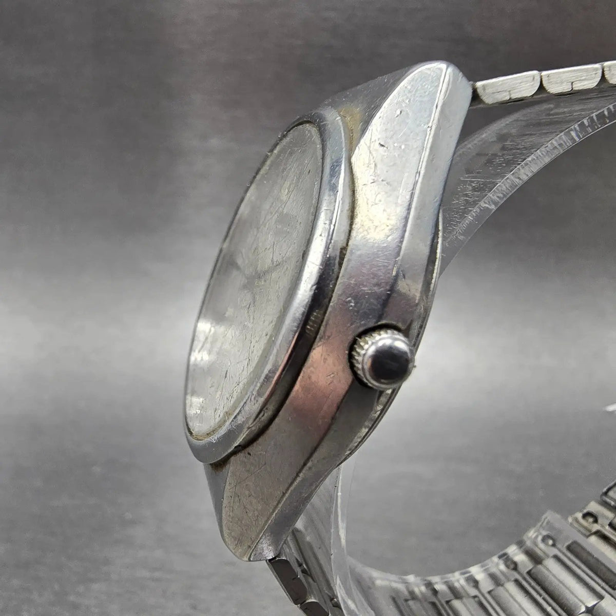 Seiko Watch Men 36mm White Dial Silver Tone Date Round 0842-8070  PARTS3