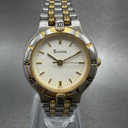 Bulova Watch Women 24mm Cream Dial Two Tone Round Bracelet 98L61 New Battery ABC0