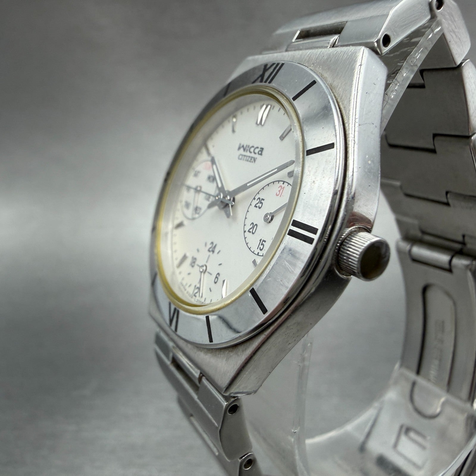 Citizen Wicca Watch Women 31mm White Dial Silver Tone Daydate Round New Battery2