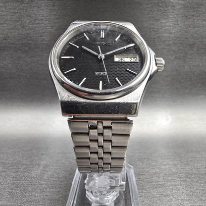 Seiko Spirit Watch Men 34mm Black Dial Silver Tone Daydate 7N48-7A10 New Battery5