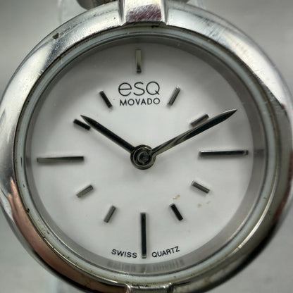 ESQ Movado Watch Women 24mm White Dial Silver Tone Round ES453145641 New Battery1