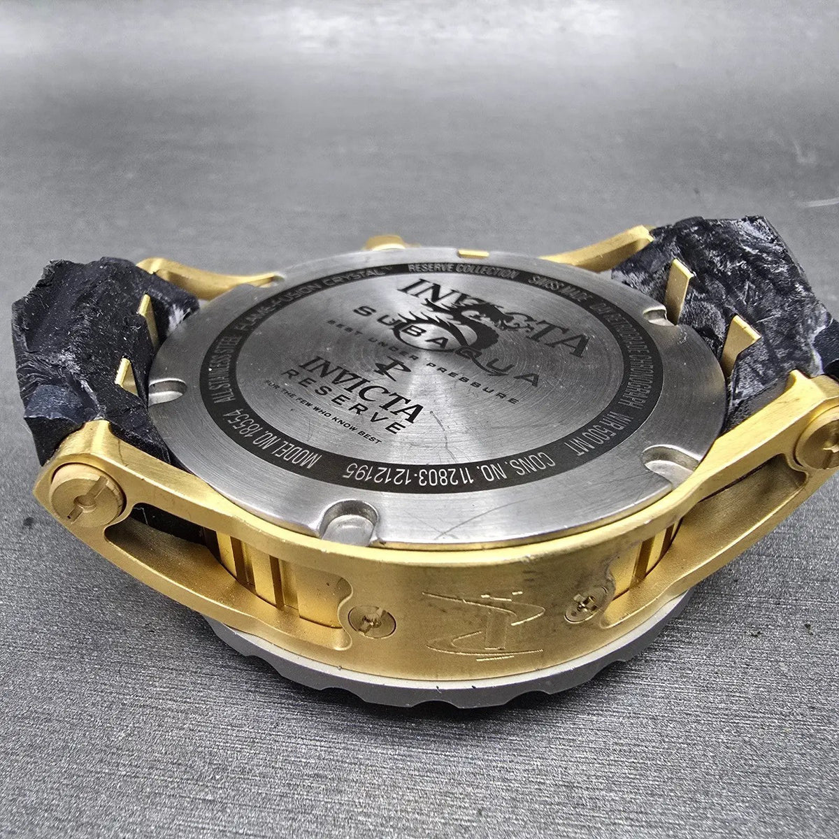 Invicta Reserve Subaqua Chronograph Watch Men 52mm Black Dial Gold Daydate Runs7