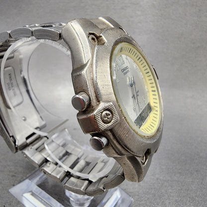 Casio MTA4000 Watch Men 46mm Silver Dial Silver Tone Chrono READ!!! New Battery3