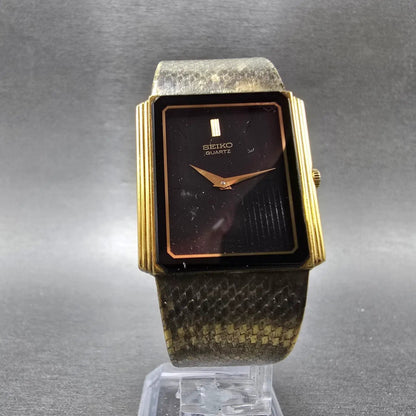 Seiko Tank Watch Men 26mm Black Dial Gold Tone Rectangle 7430-5160 PARTS6