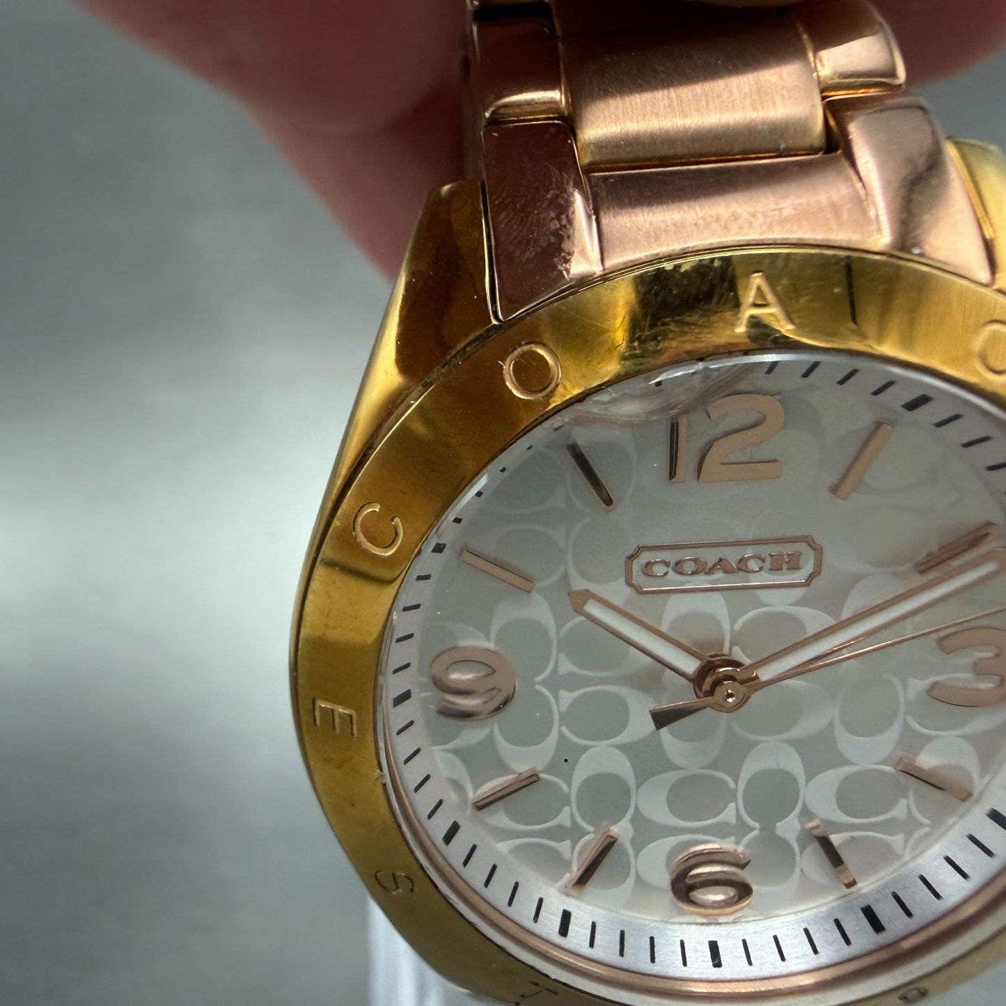 Coach Tristen Watch Women 33mm Silver Dial Rose Gold Tone Round New battery6