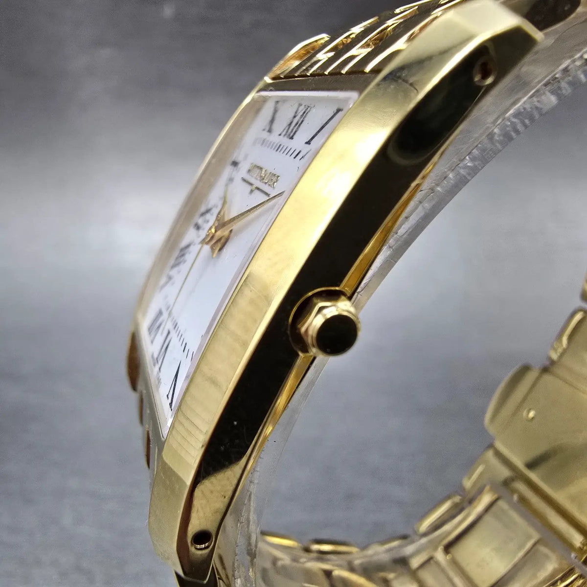 Wittnauer Tank Watch Men 26mm White Dial Gold Rectangle READ!! 11A01 New Battery2