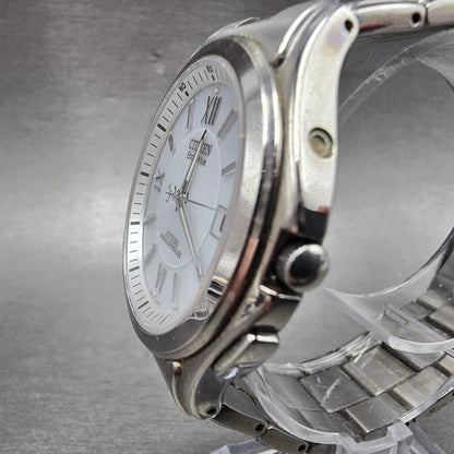 Citizen Eco-Drive Attesa Watch Men 38mm White Dial Titanium Atomic Date PARTS! P3