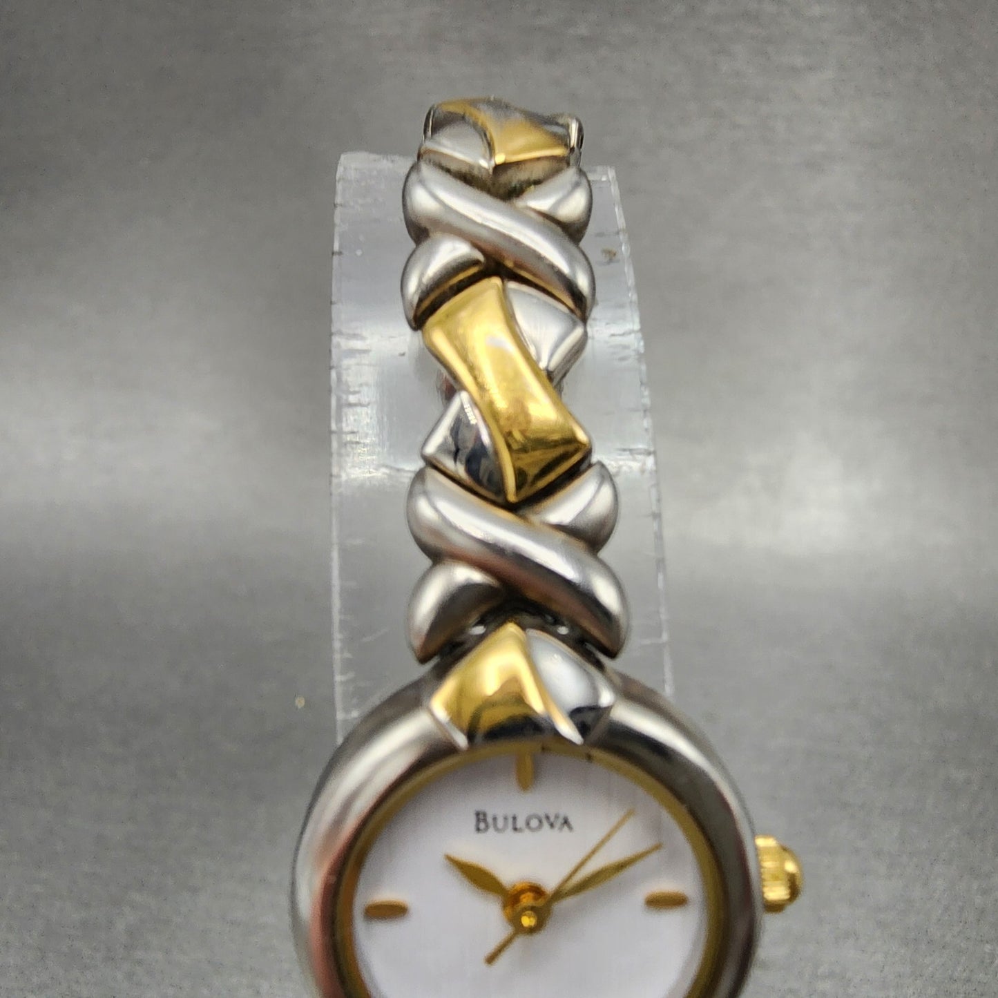 Bulova Watch Women 19mm White Dial Two Tone Round 98124 New Battery4