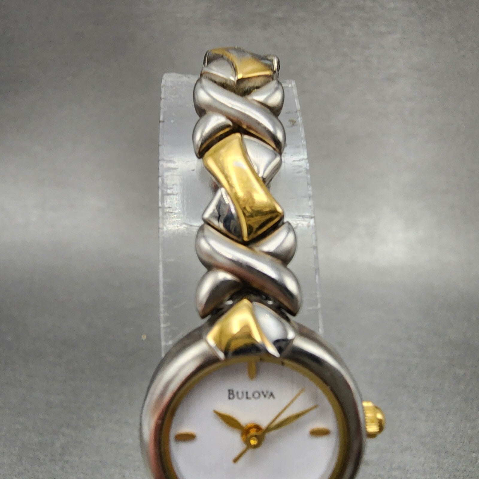 Bulova Watch Women 19mm White Dial Two Tone Round 98124 New Battery4