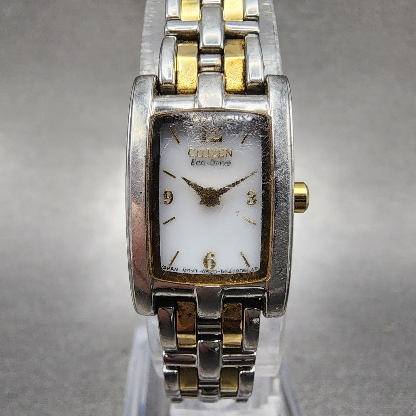 Citizen EcoDrive Tank Watch Women 15mm White Dial Two Tone G620S028566 Runs0