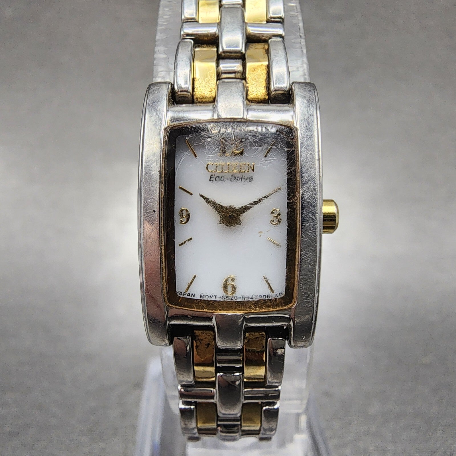 Citizen EcoDrive Tank Watch Women 15mm White Dial Two Tone G620S028566 Runs0