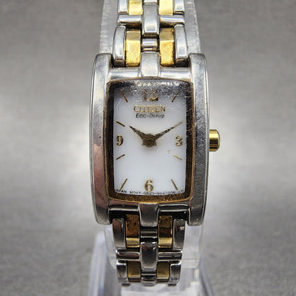 Citizen EcoDrive Tank Watch Women 15mm White Dial Two Tone G620S028566 Runs0