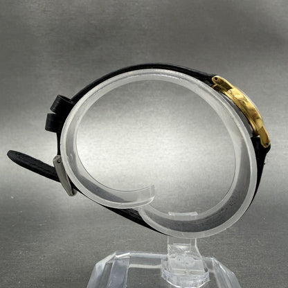 Seiko Watch Women 20mm Black Dial Gold Tone Round 2y00-0A19 New Battery VTG 56H8