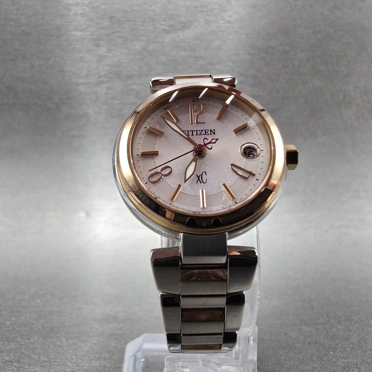 Citizen Eco-Drive Xc Watch Women 26mm Gray Dial Two Tone Date Atomic Round PARTS6