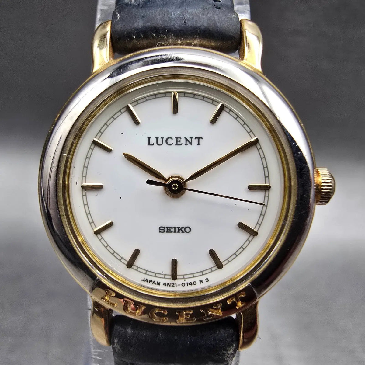 Seiko Lucent Watch Women 22mm White Dial Gold Tone Round 4N21-036A New Battery1