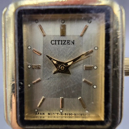 Citizen Tank Watch Women 18mm Champagne Dial Gold Tone 5930-S037107 New Battery1
