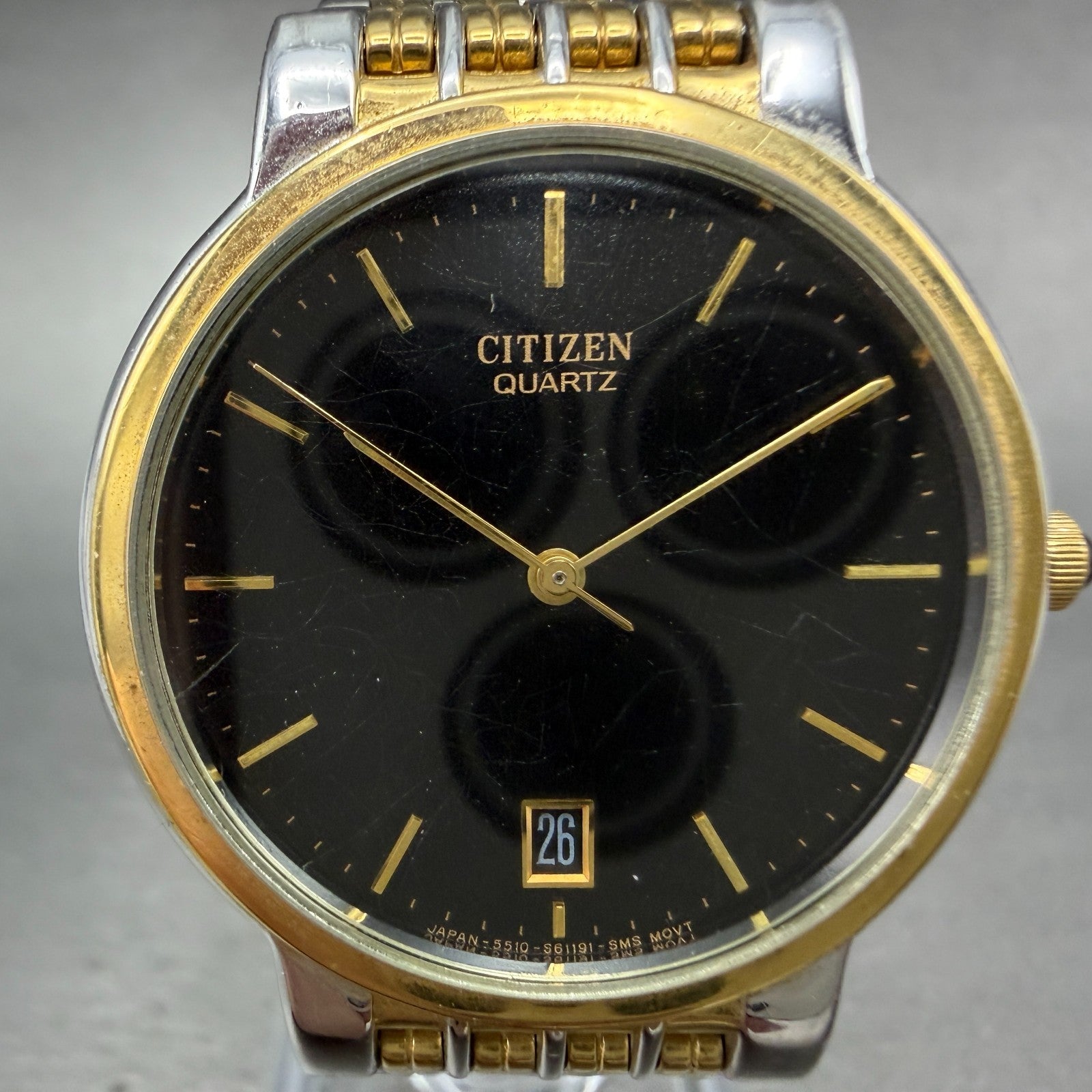 Citizen Watch Men 33mm Black Dial Two Tone Date Round 5510-S18248 PARTS2