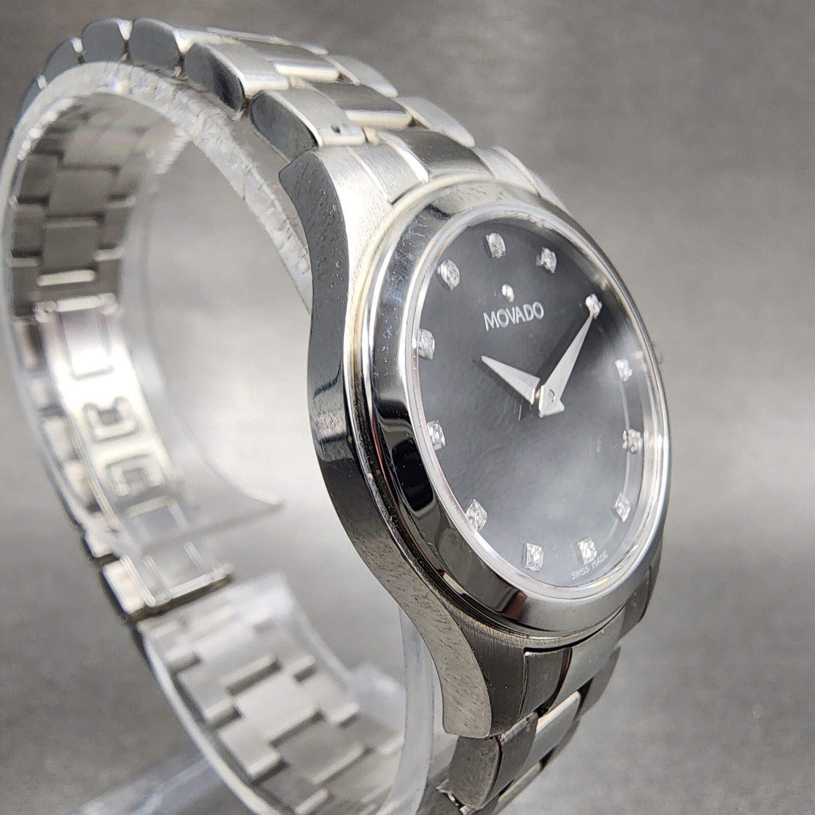 Movado Junior Sport Watch Women 26mm Black Dial Steel Round New Batt Full Set4