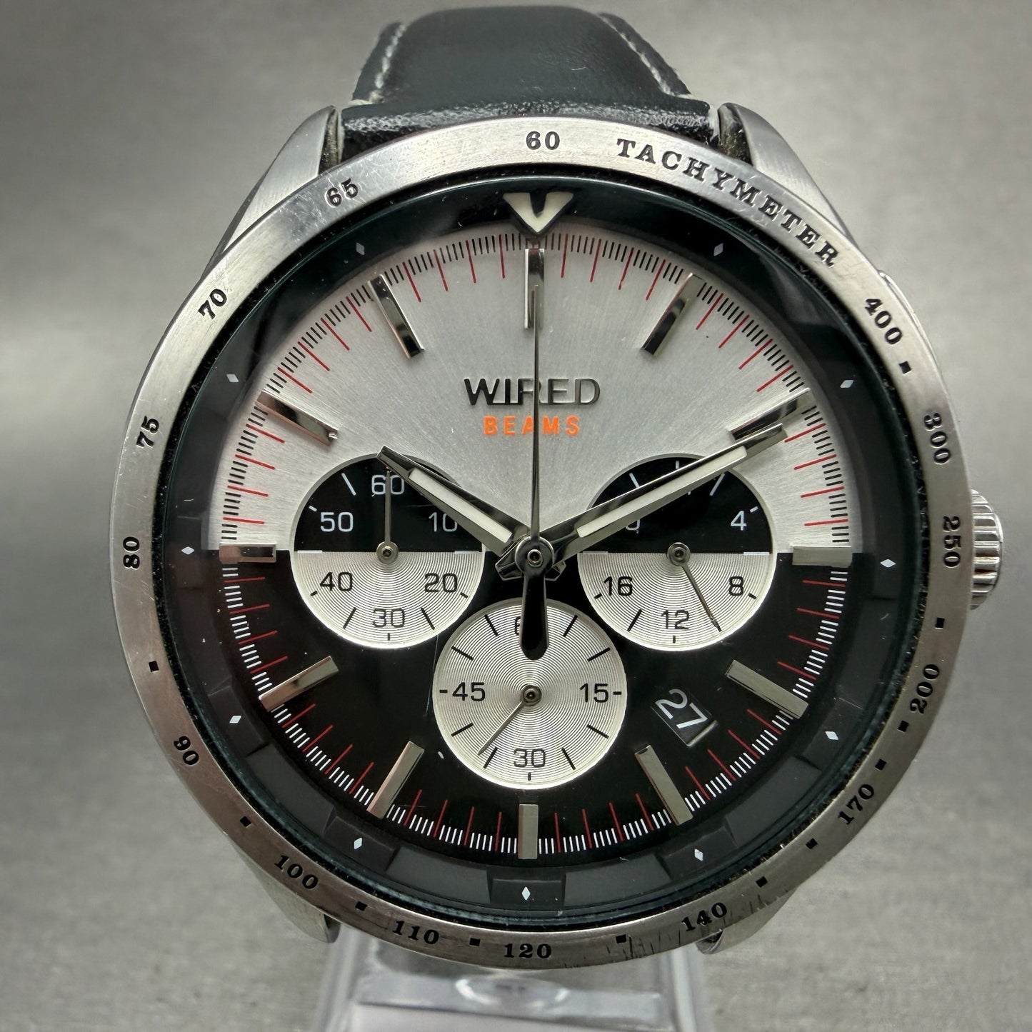 Seiko Wired Beams Chronograph Watch Men 44mm Black & Silver Dial Steel NewBat2
