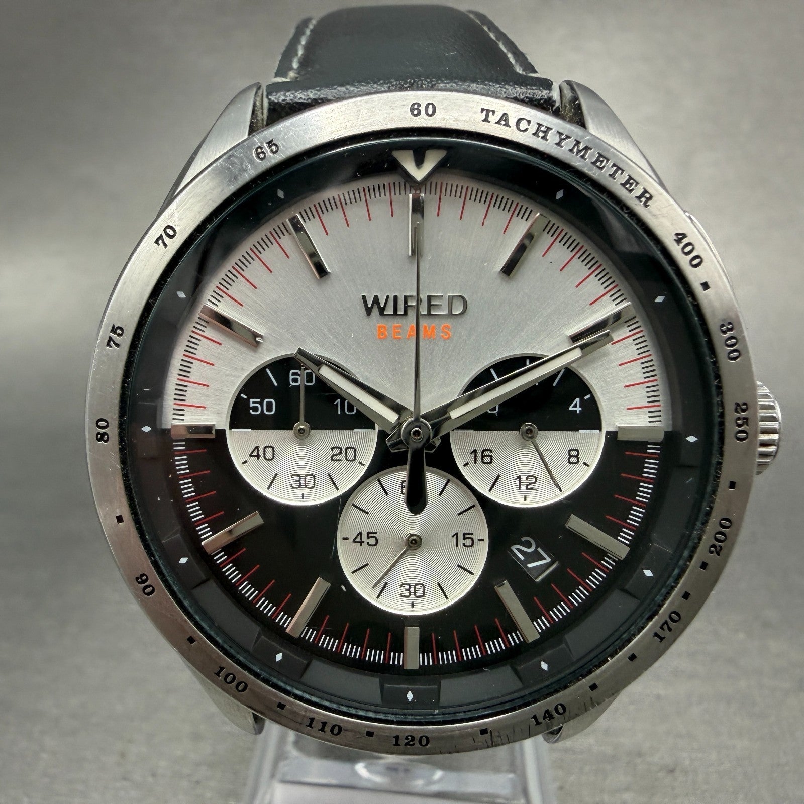 Seiko Wired Beams Chronograph Watch Men 44mm Black & Silver Dial Steel NewBat2