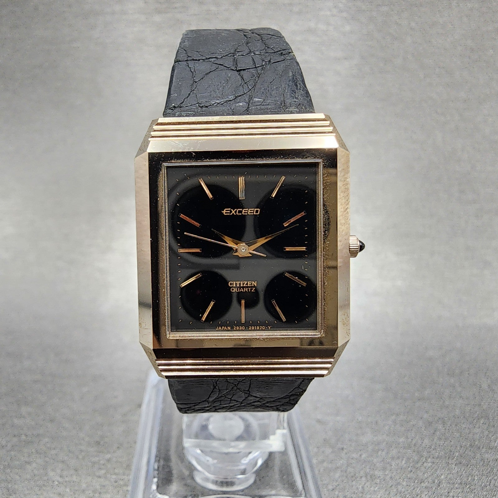 Citizen Exceed Tank Watch Women 23mm Black Dial Bronze Tone Rectangle New Batt1