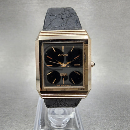Citizen Exceed Tank Watch Women 23mm Black Dial Bronze Tone Rectangle New Batt1