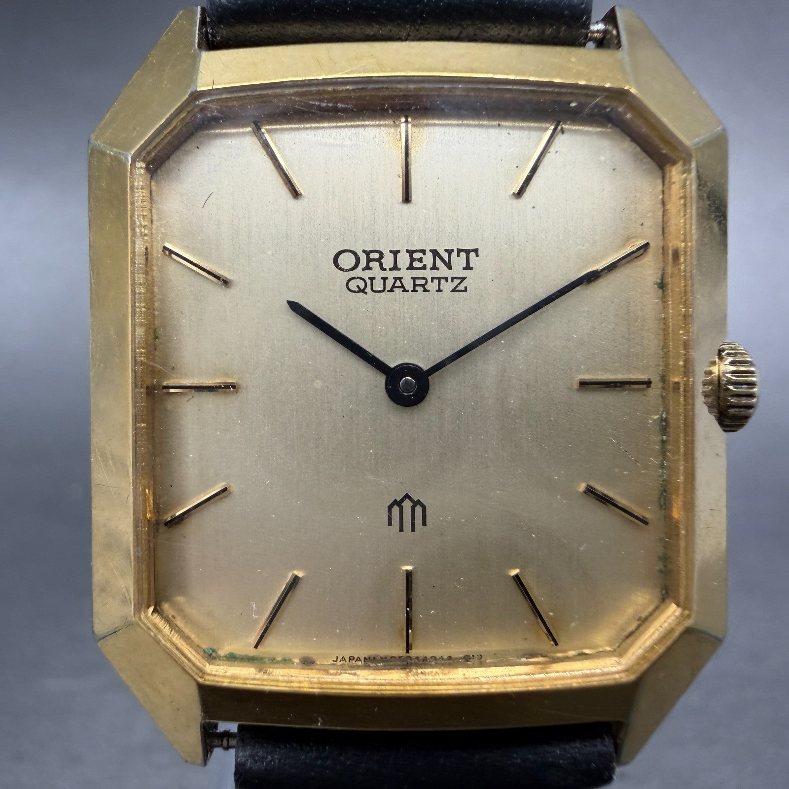 Orient Tank Watch Men 27mm Champagne Dial Gold Tone Octagon New Battery Vintage1