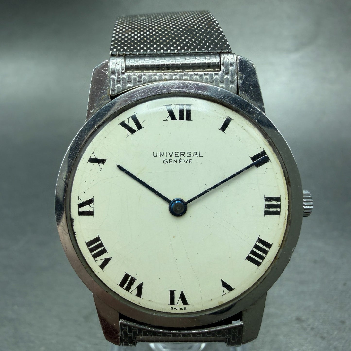 Universal Geneve Watch Men 31mm White Dial Steel Round Manual Wind 842101 PARTS0
