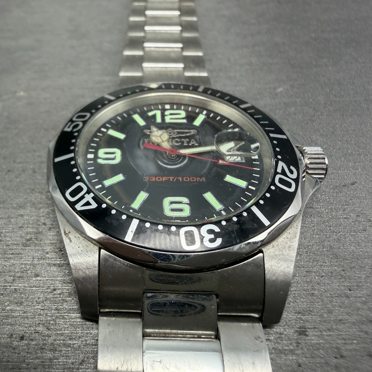 Invicta Diver Watch Men 43mm Black Dial Steel Date Round 6499 PARTS3