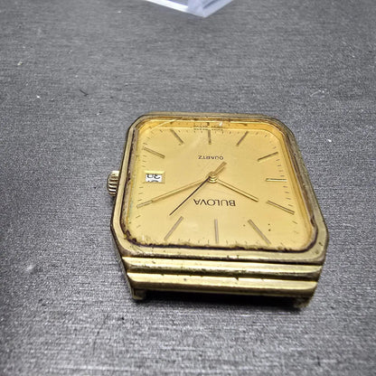 Bulova Watch Men 29mm Champagne Dial Gold Tone Date READ!!!!! 82348 New Battery4