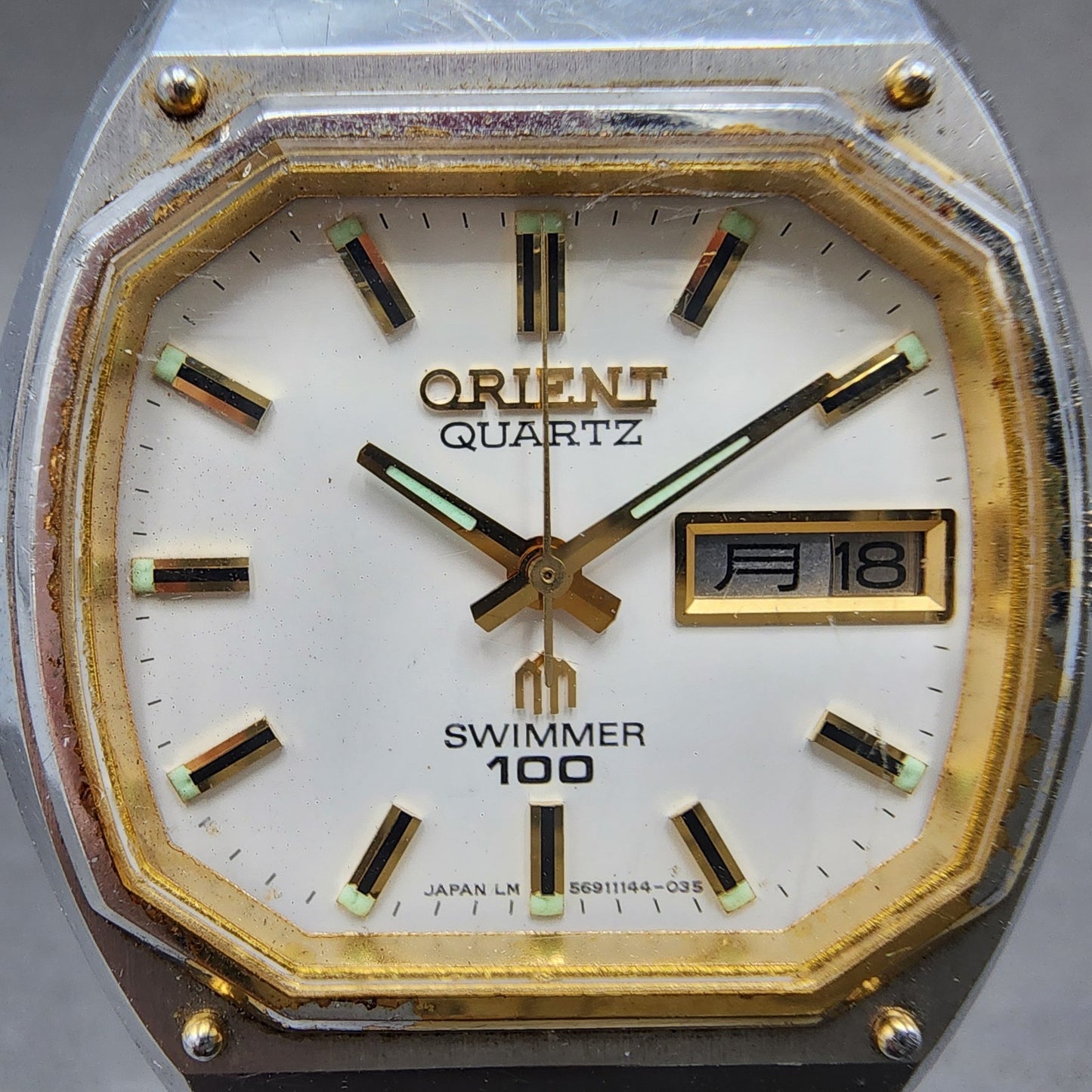 Orient Swimmer 100 Watch men 36mm White Dial Two Tone Daydate  PARTS2