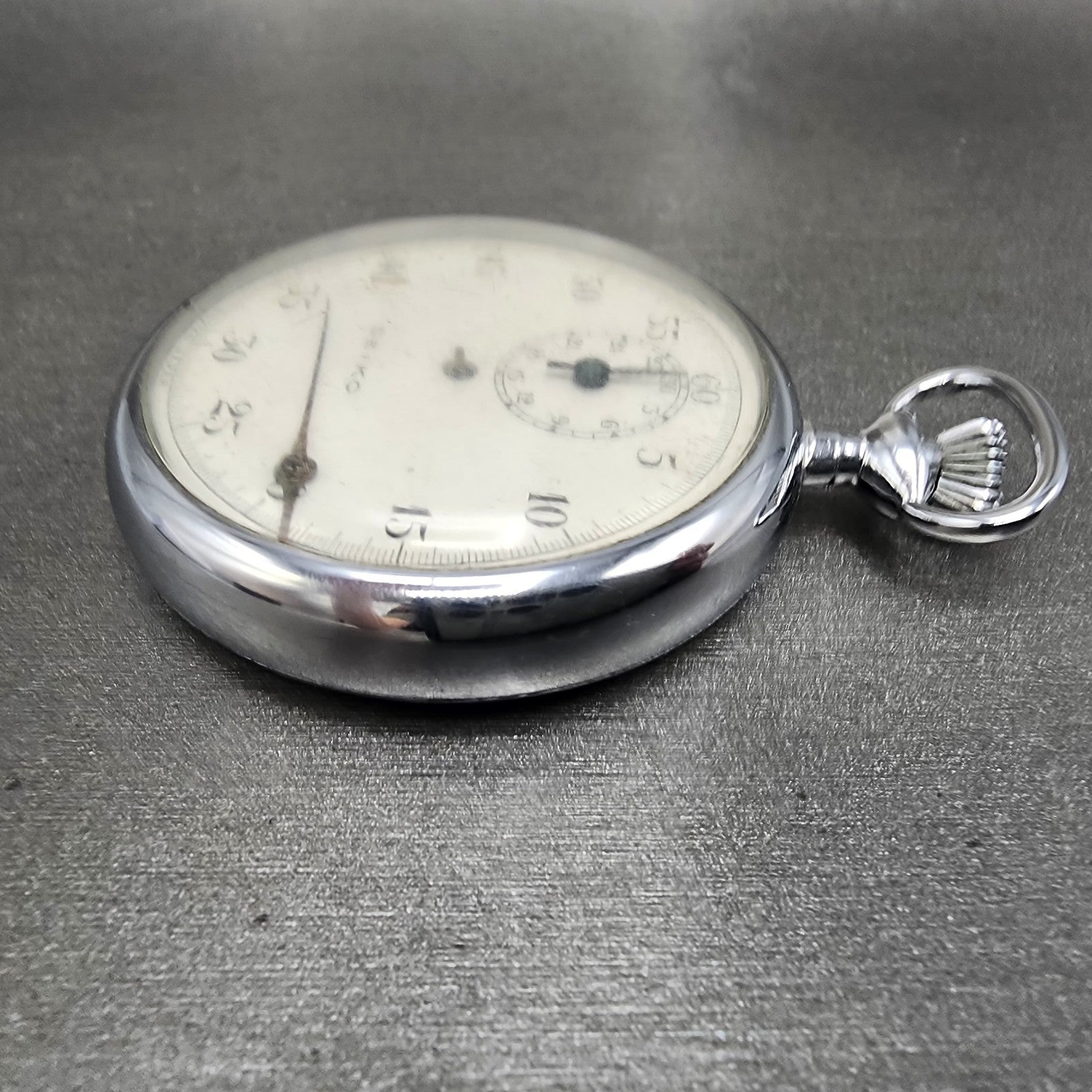 Seiko Stopwatch 47mm White Dial Silver Tone Round Manual Wind 38220 PARTS3