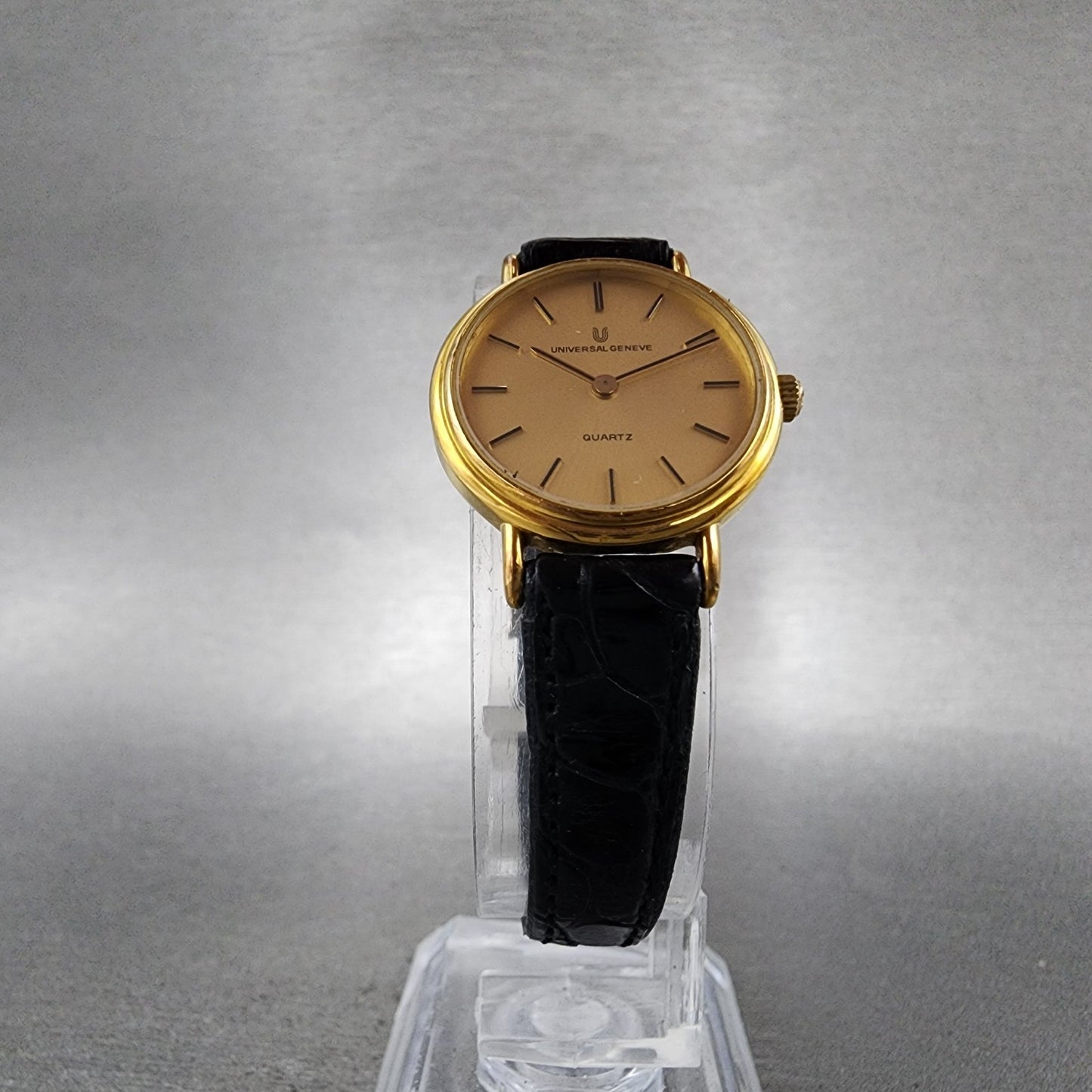Universal Geneve Watch Women 22mm Gold Dial Gold Tone Round 517.663 New Battery5