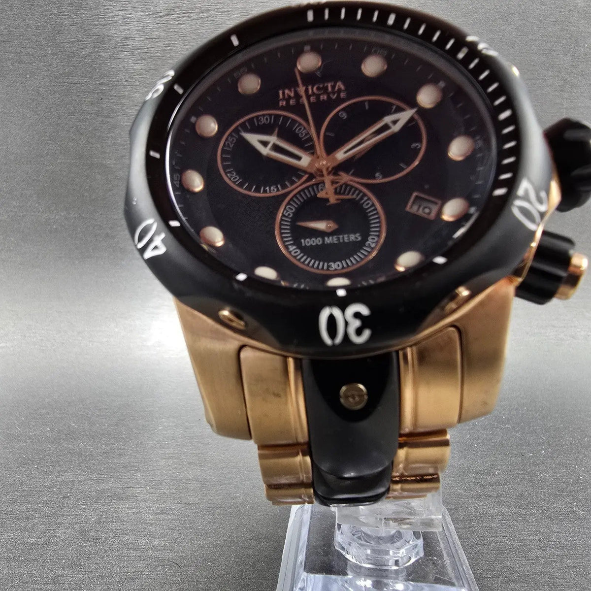 Invicta Venom Reserve Chronograph Watch Men 54mm Black Dial Rose Gold New Batt5