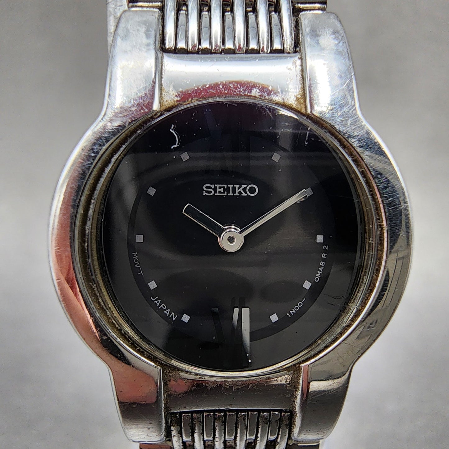 Seiko Watch Women 20mm Black Dial Silver Tone Round 1n000hm0 New Battery1