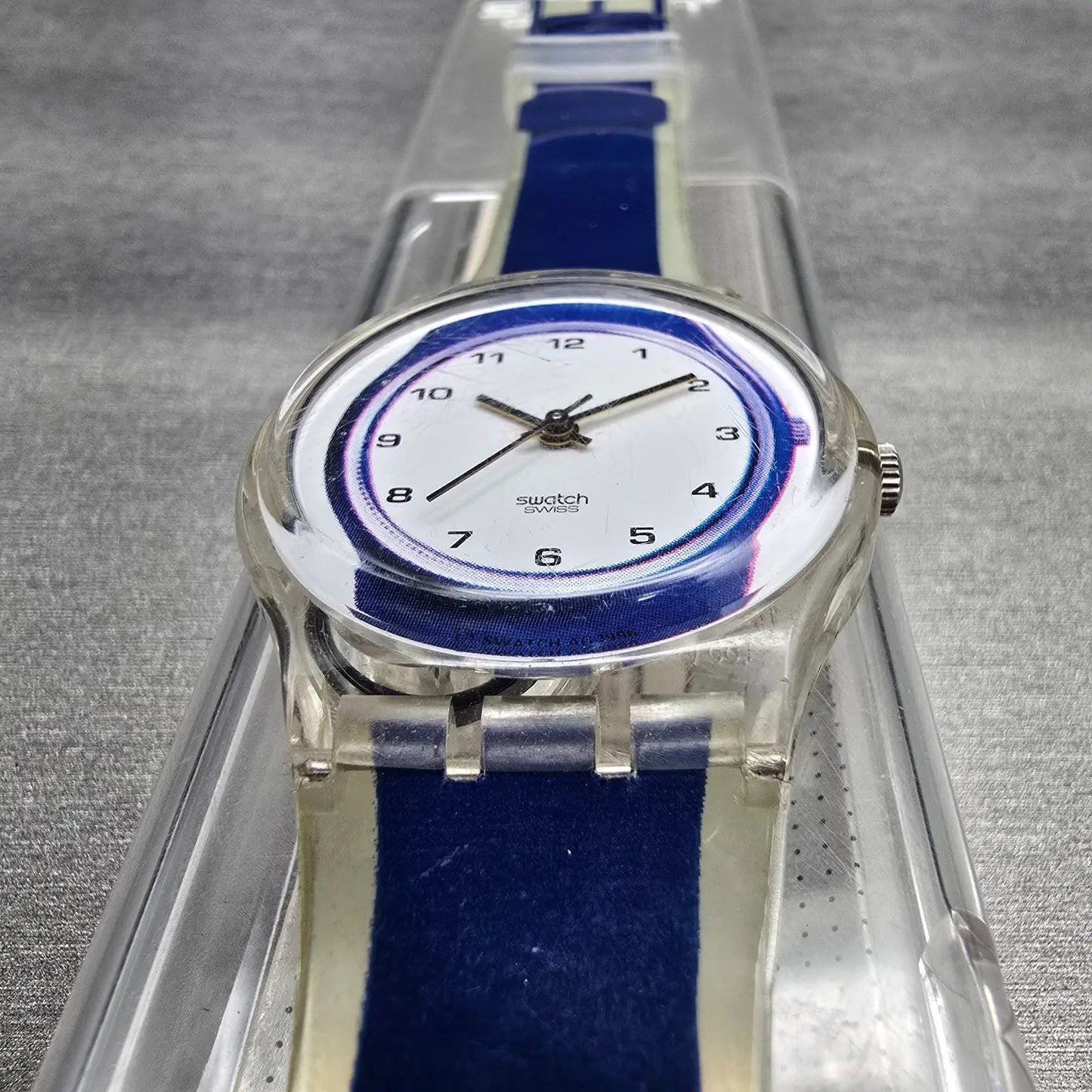 Swatch Gent SMALL IN BIG Watch Men 34mm White Dial Clear Case GK254 New Battery2