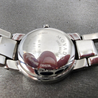 Movado Amorosa Watch Women 24m Black Dial Stainless Steel Round 84 E4 1842 Runs9
