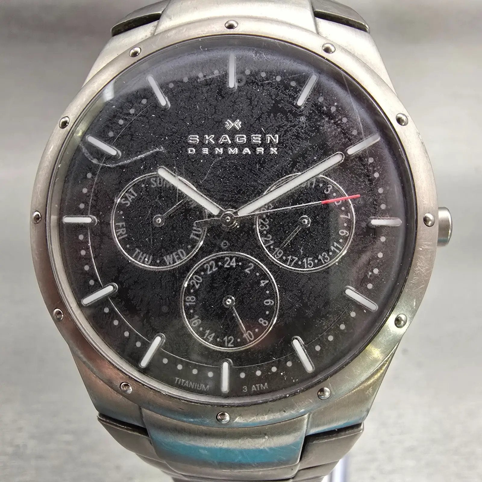 Skagen Classic Links Titanium Watch Men 40mm Gray Dial 596XLTXM New Battery1