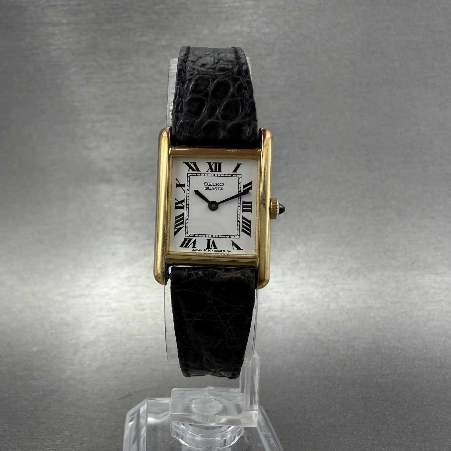Seiko Tank watch Women 17mm White Dial Gold Tone Rectangle 2C205010 New Battery5