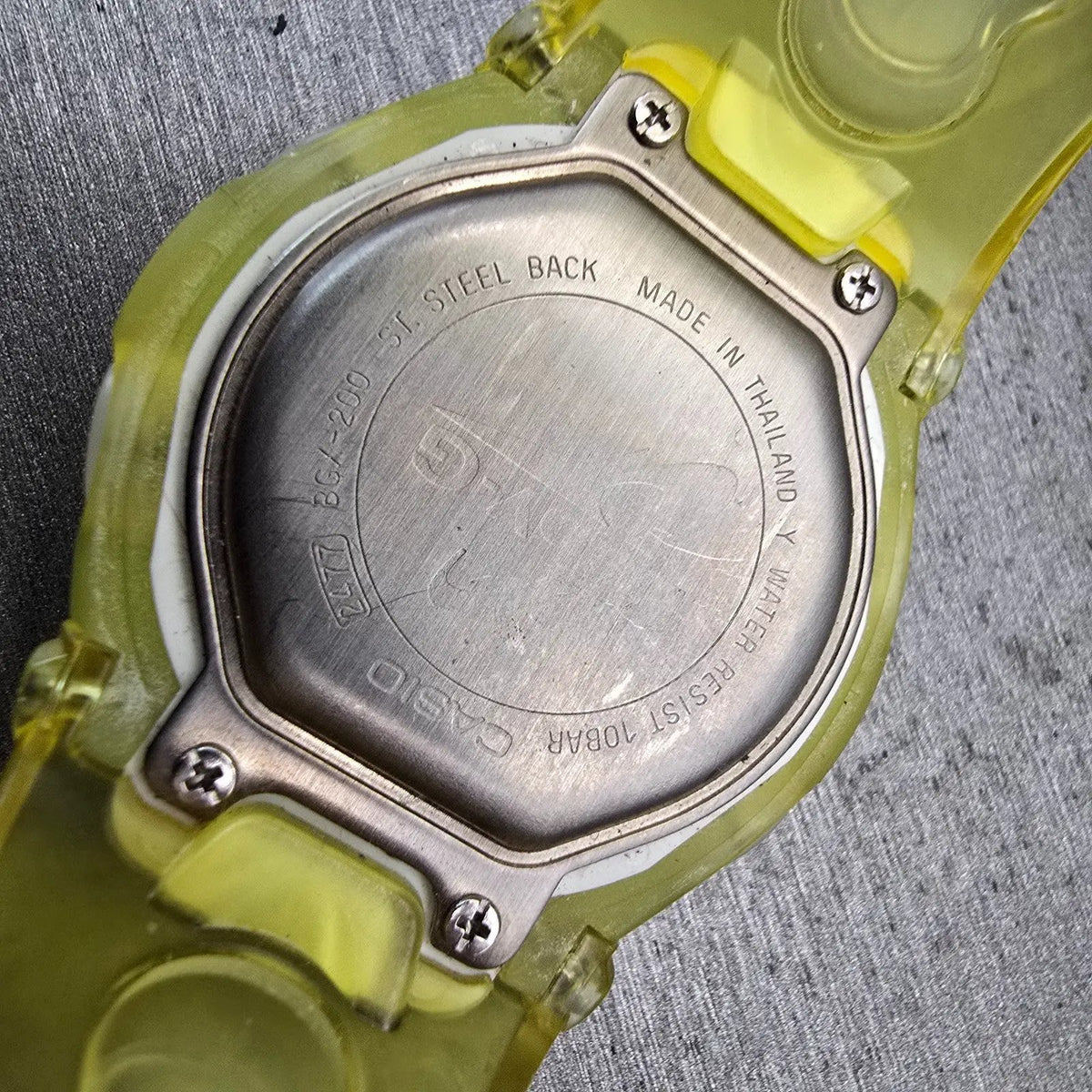 Casio Baby-G BGX-200 Watch Women 41mm Silver Dial Yellow Chrono Alarm New Batt10