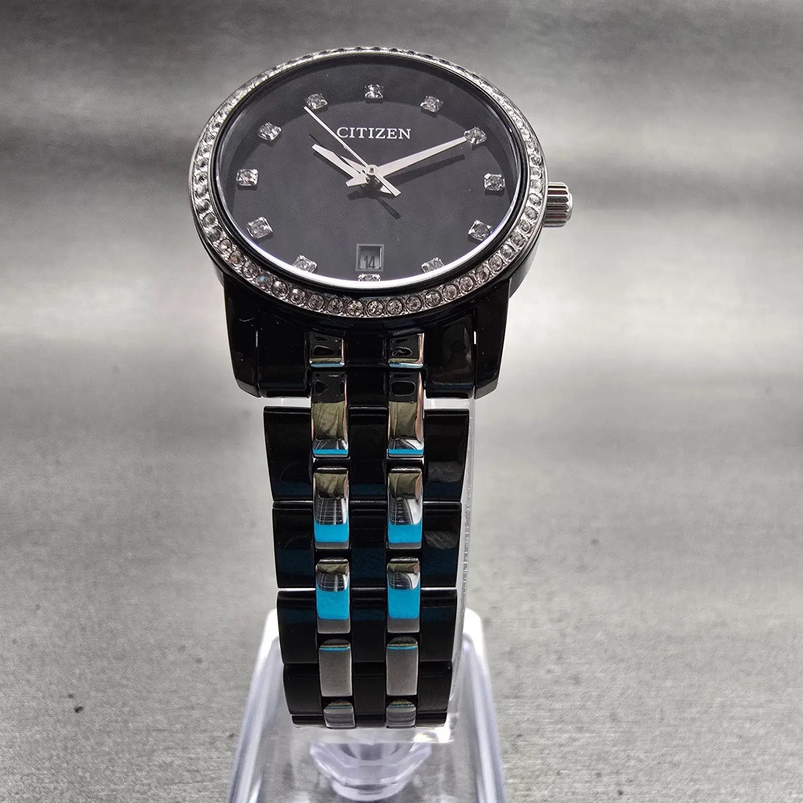 Citizen Watch Women 26mm Black Dial Black & Silver Tone Date G011-S106851 NewBat5