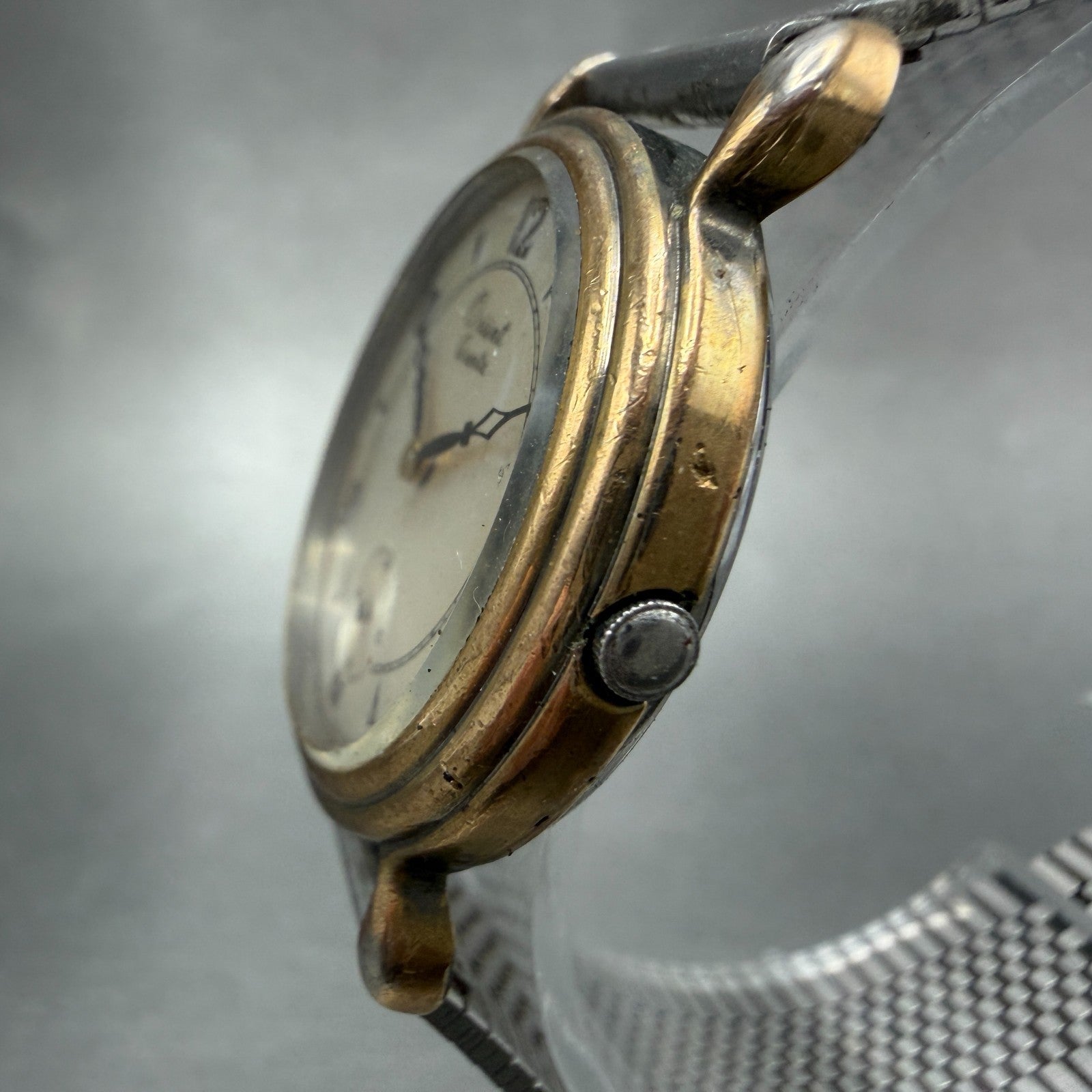 Orient Watch Men 30mm Silver Dial Gold Tone Round K33201-00 New Battery Vintage2