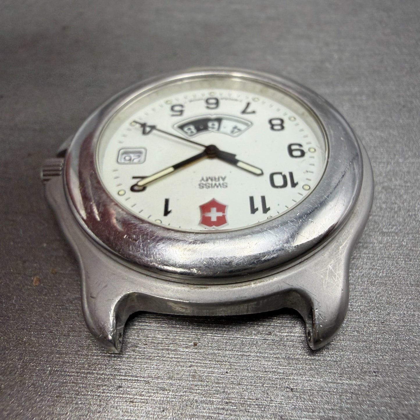Victorinox Swiss Army Officer Dual Time Watch Men 40mm White Dial Steel PARTS4