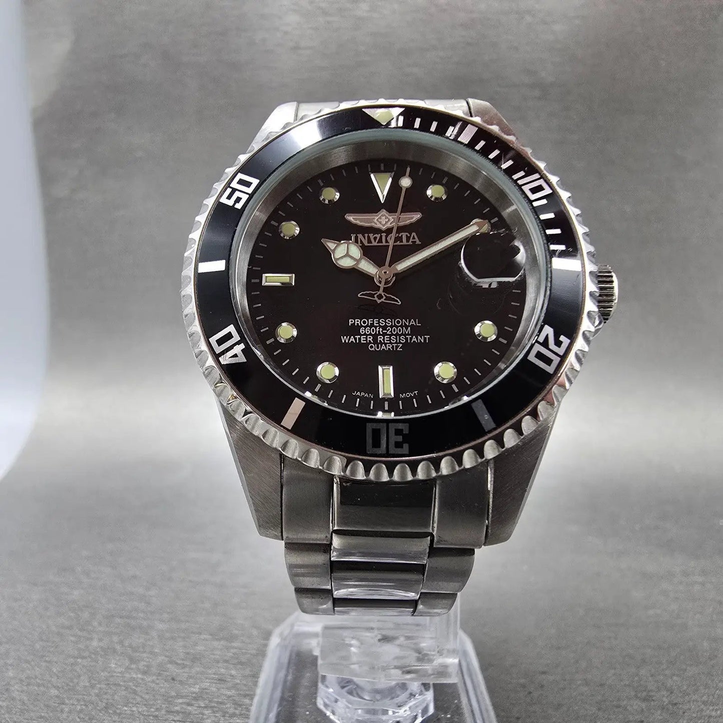 Invicta Pro Diver Watch Men 38mm Black Dial Silver Tone Date Round 8932OB NewBat5