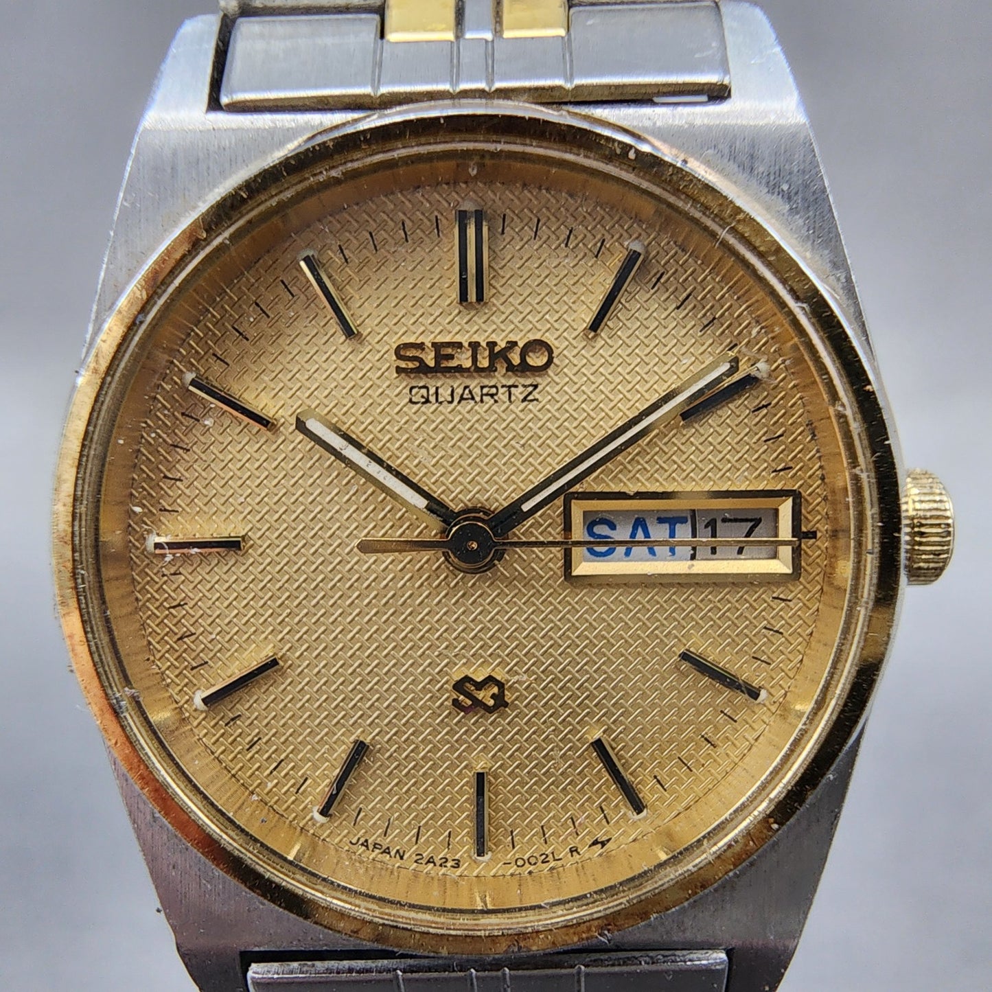 Seiko SQ Watch Women 23mm Champagne Dial Two Tone Dyadate 2a230029 New Batt ABC1