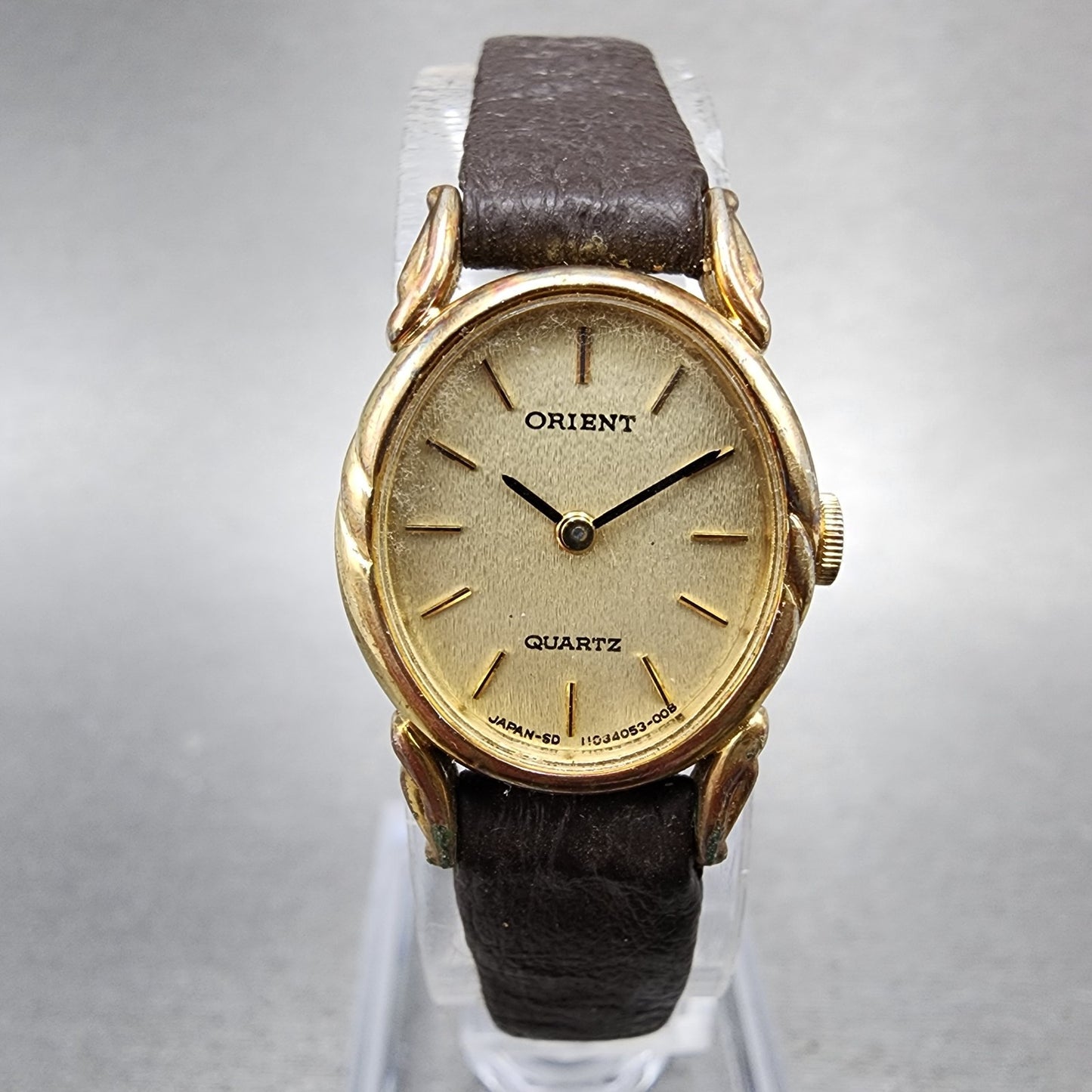 Orient Watch Women 18mm Gold Dial Gold Plated Oval  New Battery Vintage0