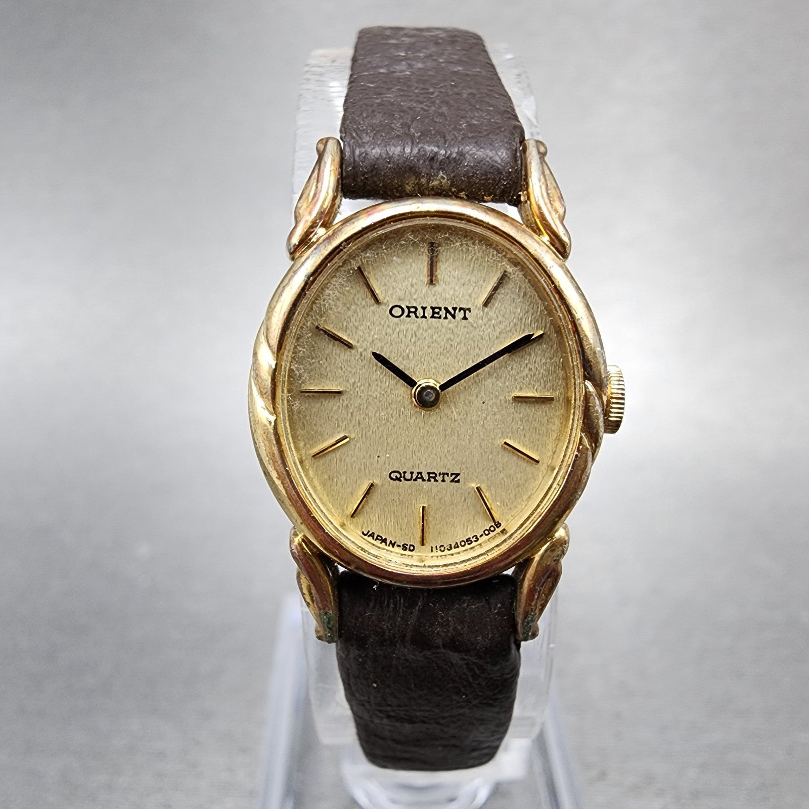 Orient Watch Women 18mm Gold Dial Gold Plated Oval  New Battery Vintage0
