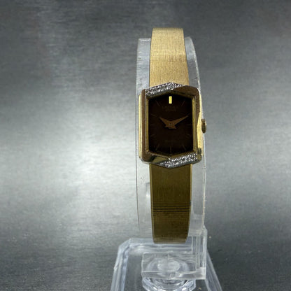 Seiko Lassale Watch Women 13mm Brown Dial Gold Tone Hexagon 1E50-5039 NewBattery5